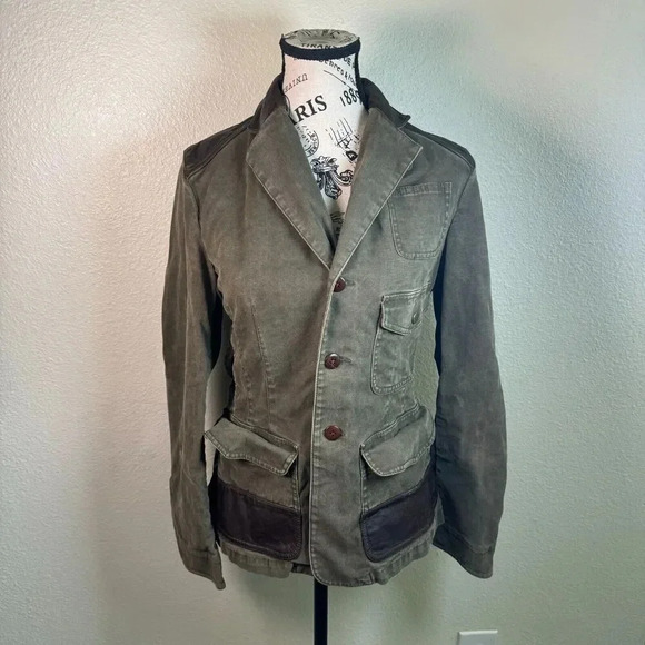 Ralph Lauren Vintage Green Military Army Field Jacket Women's Sz Small Leather - Picture 1 of 10